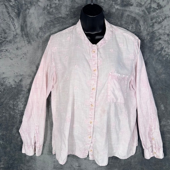 Anthropologie Tops - Pilcro by Anthropologie Womens Blouse sz M Lavender Embroidered Long Sleeve Boho